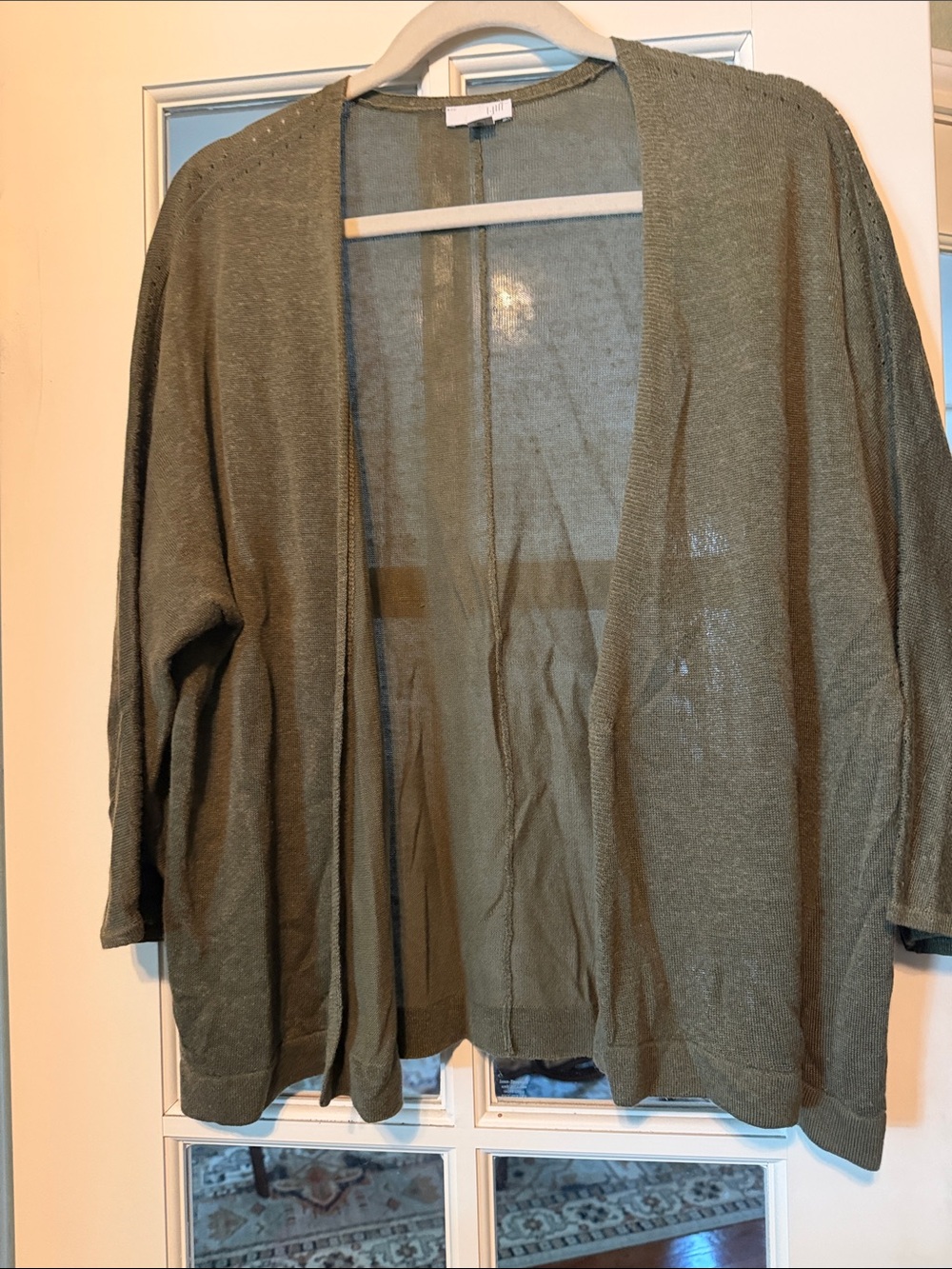 J. Jill Olive Green Open-Front Lightweight Cardigan